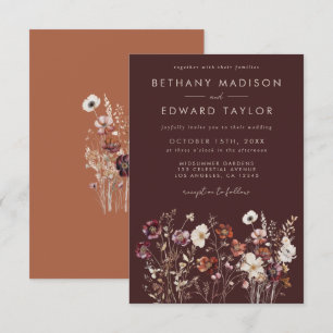 Elegant Fall Brown Floral Wedding Invitation