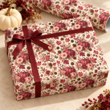 Elegant Fall Burgundy Floral Pumpkins
