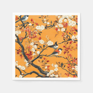 Elegant Fall Chinoiserie Paper Plate Napkin