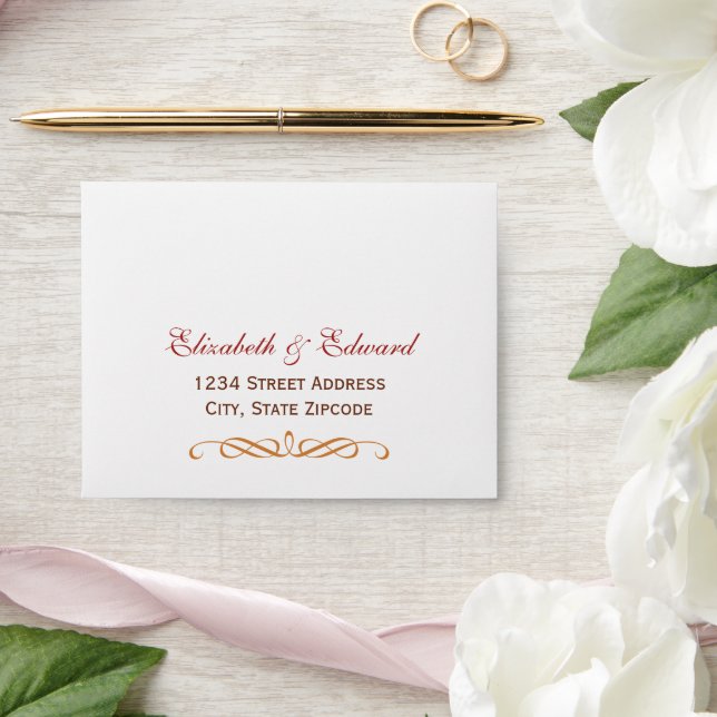 Elegant Fall Colours Calligraphy RSVP Wedding Envelope (Wedding)