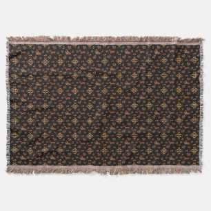 Elegant Fall Dachshund Pattern: Autumn Blooms Throw Blanket