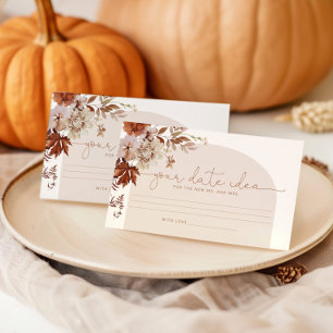 Elegant fall Date night ideas. Date jar Enclosure Card