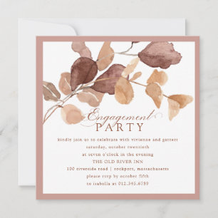 Elegant Fall Eucalyptus Leaves Engagement Party Invitation