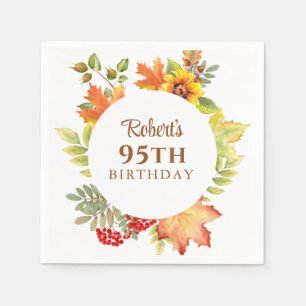 Elegant Fall Floral 95th Birthday  Napkin