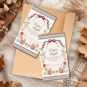 Elegant Fall Floral Baby Shower Books For Baby  Enclosure Card