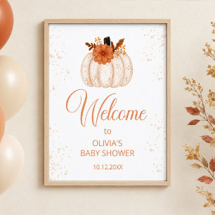 Elegant Fall Floral Baby Shower Welcome Poster