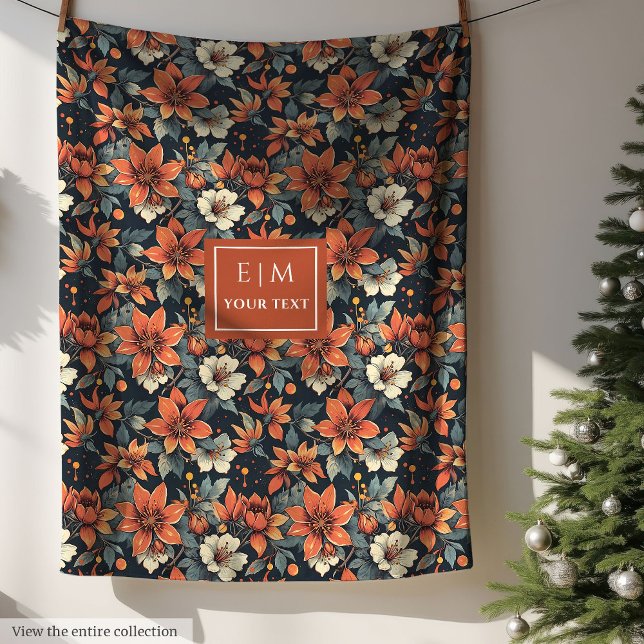 Elegant fall floral blanket in rusty tones pastel (Elegant fall floral blanket in rusty tones pastel)