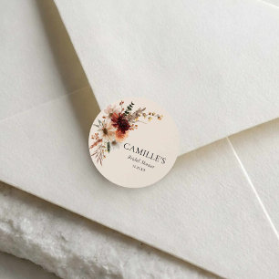 Elegant Fall Floral Bridal Shower Classic Round Sticker