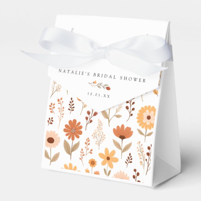 Elegant Fall Floral Bridal Shower Favor Box (Front Side)