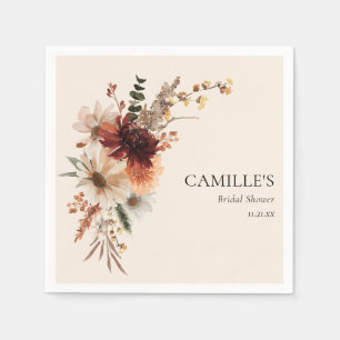 Elegant Fall Floral Bridal Shower Napkin