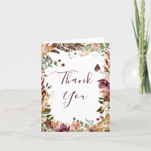 Elegant Fall Floral Bridal Shower Thank You Card