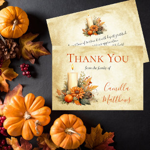 Elegant Fall Floral   Candle Bereavement Thank You Card