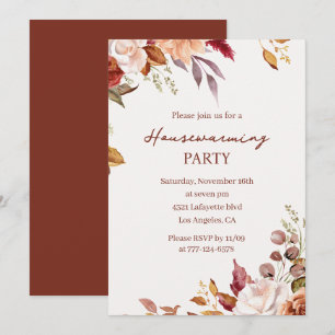 Elegant Fall Floral Housewarming Party Invitation