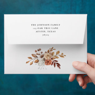 Elegant Fall Floral Leaves Return Address Envelope