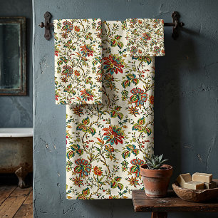Elegant fall floral pattern  bath towel set