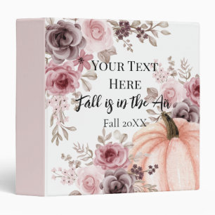 Elegant Fall Floral Pumpkin Neutrals Watercolor Binder