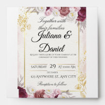 Elegant Fall Floral Pumpkin Wedding Invitation Car