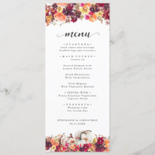 Elegant Fall Floral Pumpkin Wedding Menu