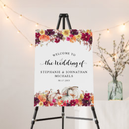 Elegant Fall Floral Pumpkin Wedding Welcome