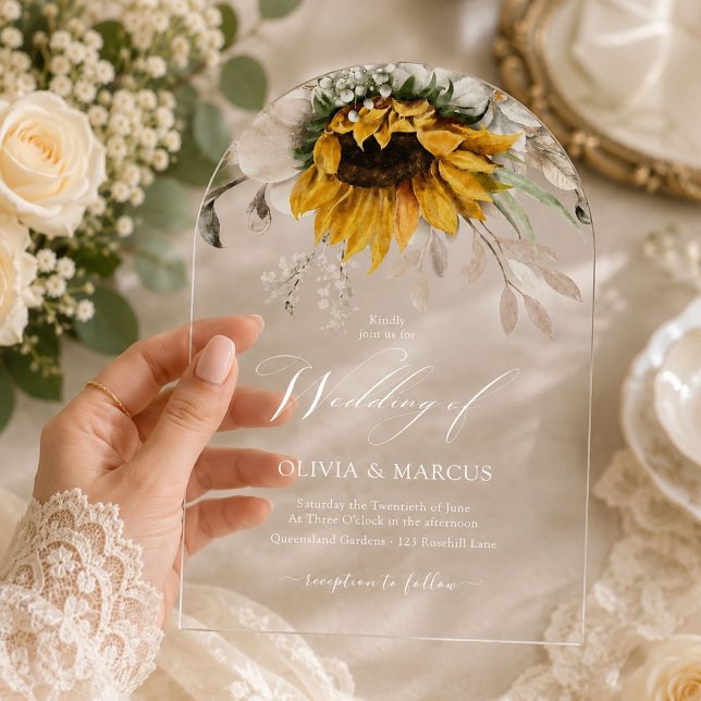 Elegant Fall Floral Rustic Wedding Invite Acrylic Invitations (Creator Uploaded)