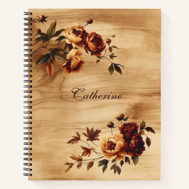 Elegant Fall Floral Script Personalized Journal (Front)