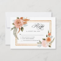 Elegant Fall Floral Terracotta Blush Flowers Gold