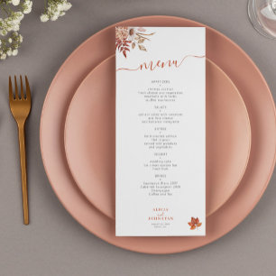 Elegant fall floral terracotta wedding menu