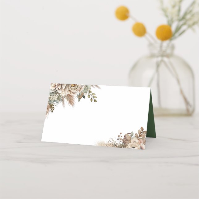 Elegant Fall Floral Thanksgiving Place Card (Front)