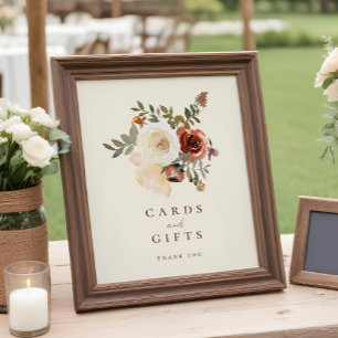 Elegant Fall Floral Wedding Cards & Gifts Sign