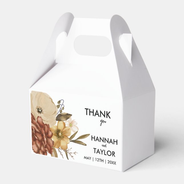 Elegant Fall Floral Wedding Favor Box (Front Side)