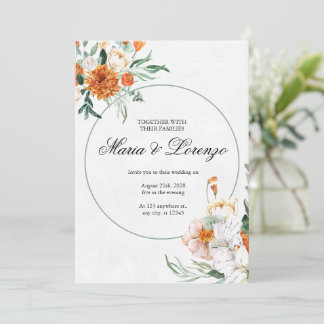Elegant Fall Floral Wedding Invitation Watercolor