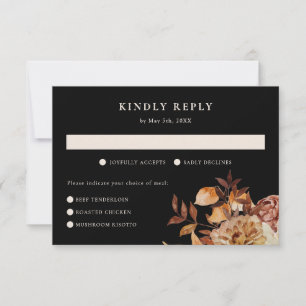 Elegant Fall Floral Wedding RSVP Card