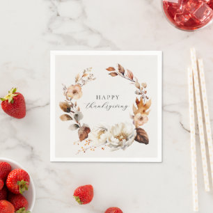 Elegant Fall Floral Wreath Napkin