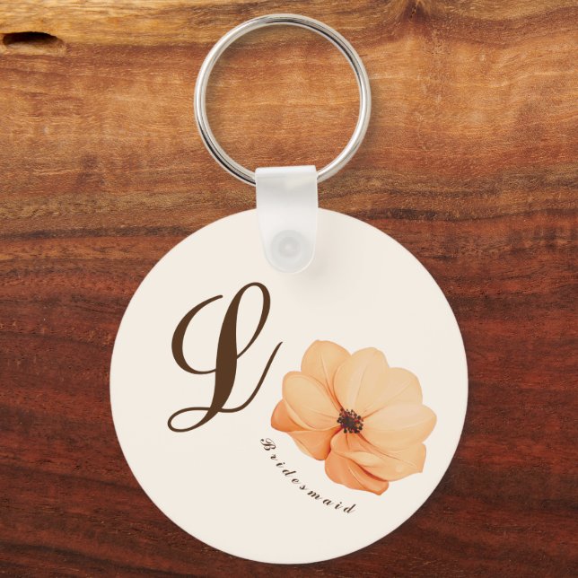 Elegant Fall flowers Wedding Bridesmaid Gifts Keychain (Front)