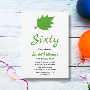 Elegant Fall Green Leaves Autumn 60th Birthday Invitation