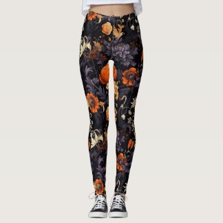 Elegant Fall Halloween Botanical Leggings