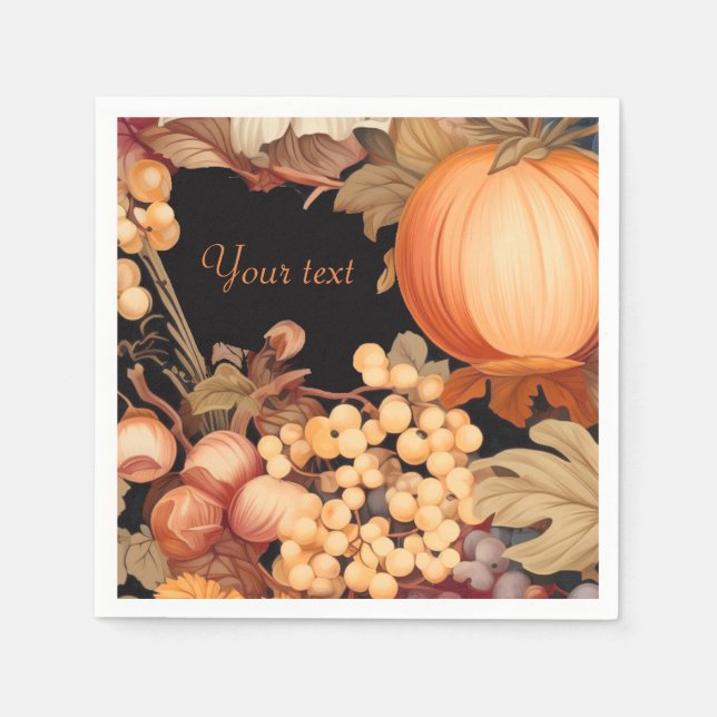 Elegant fall harvest personalized stylish napkin (Front)
