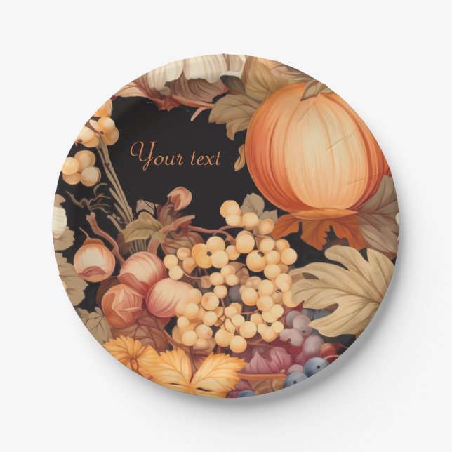 Elegant fall harvest personalized stylish paper plate (Front)