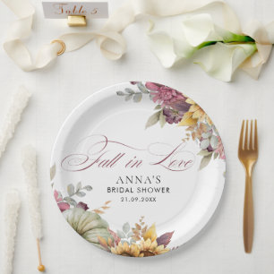 Elegant Fall In Love Bridal Shower  Paper Plate