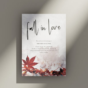 Elegant Fall in Love Maple Leaves Autumn Wedding Invitation