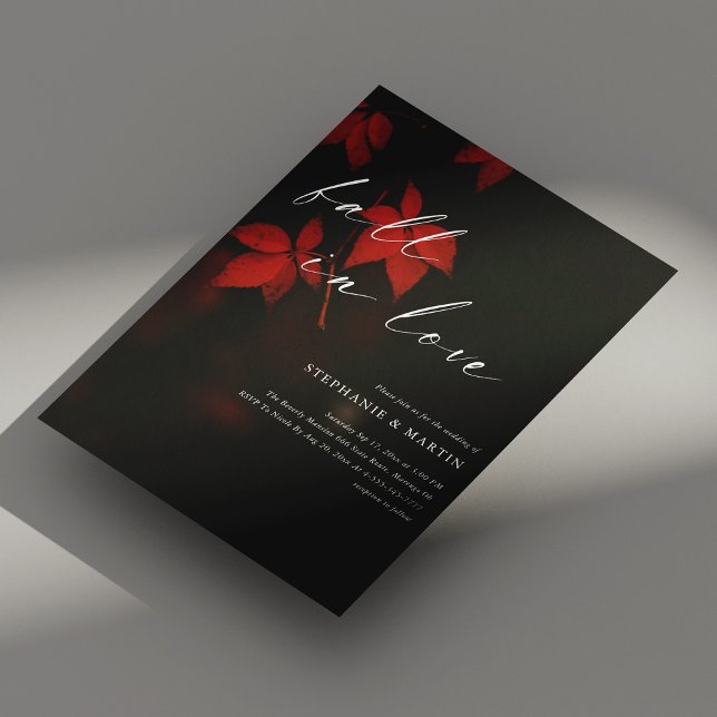 Elegant 'Fall in Love' Red Maple Leaves Wedding Invitation (Elegant 'Fall in Love' Red Maple Leaves Wedding Invitation)