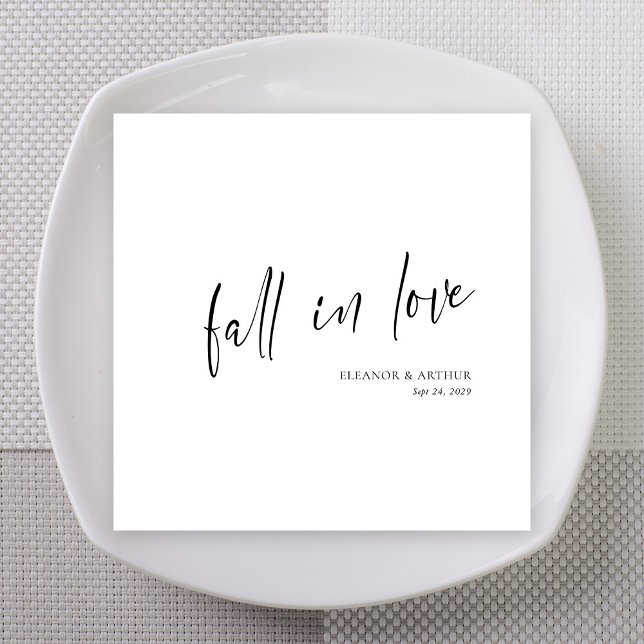 Elegant Fall in Love Script Minimalist Wedding Napkin (Elegant Fall in Love Script Minimalist Wedding Napkins
)