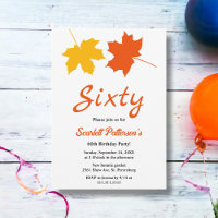 Elegant Fall Leaves Autumn Floral 60th Birthday