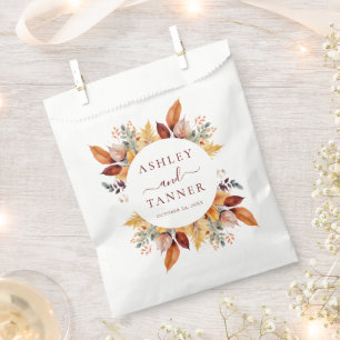 Elegant Fall Leaves Autumn Wedding Favour Bag