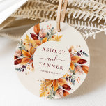Elegant Fall Leaves Autumn Wedding Favour Tags<br><div class="desc">Elegant Fall Leaves Autumn Wedding Favour Tags features a beautiful bouquet of autumn leaves in rust,  yellow,  gold,  mustard,  brown and purple.</div>
