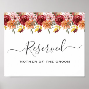 Elegant Fall Leaves Autumn Wedding Reserved Sign