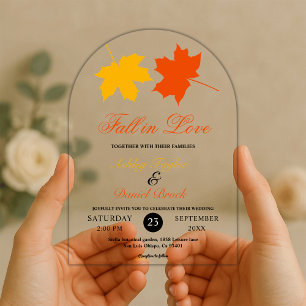 Elegant Fall Leaves Boho Autumn Floral Wedding Acrylic Invitations
