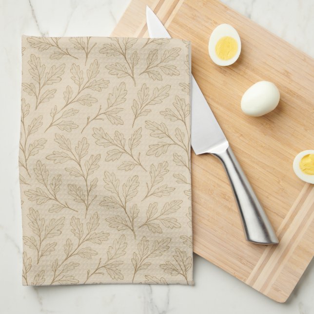 Elegant Fall Leaves | Boho Minimalist Farmhouse Kitchen Towel (Quarter Fold)