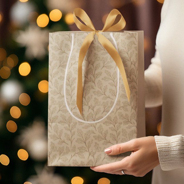 Elegant Fall Leaves | Boho Minimalist Farmhouse Medium Gift Bag (Creator Uploaded)