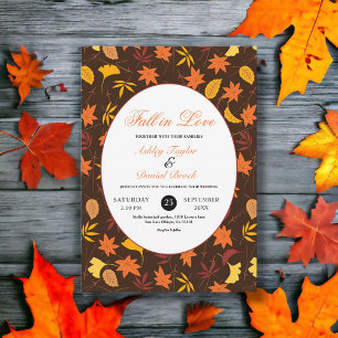 Elegant Fall Leaves Country Autumn Floral Wedding Invitation